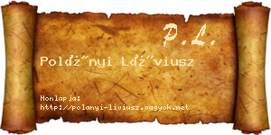 Polányi Líviusz névjegykártya
